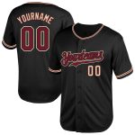 Personalized Black Crimson-City Baseball Jersey with Custom Name and Number - Authentic Throwback Mesh Design Personalized