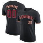 Custom Team Performance T-Shirt with Personalized Name and Number - Black Crimson-City Cream Personalized Black Crimson-City