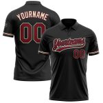 Personalized Black Crimson Golf Polo Shirt | Performance Vapor Lightweight Mens Apparel Personalized Black Crimson-City Cream