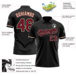 Personalized Black Crimson Golf Polo Shirt | Performance Vapor Lightweight Mens Apparel Personalized Black Crimson-City Cream