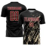 Personalized Black and Crimson Soccer Uniform Jersey for Kids - Sublimation Design, Size 2 Personalized Black Crimson-City