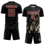 Personalized Black and Crimson Soccer Uniform Jersey for Kids - Sublimation Design, Size 2 Personalized Black Crimson-City