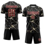 Personalized Sublimation Soccer Jersey - Black Crimson-City Cream Uniform Personalized Black Crimson-City Cream Sublimation