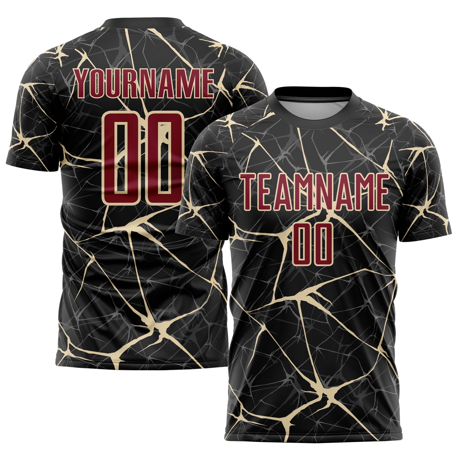 Custom Soccer Jersey with Personalized Name and Number - Black Crimson-City Cream Sublimation Team Uniform Personalized Black