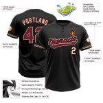 Personalized Softball Jersey Unisex Two-Button Cream Black Crimson City Personalized Black Crimson-City Cream Two-Button