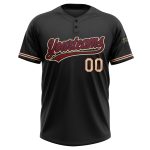 Personalized Softball Jersey Unisex Two-Button Cream Black Crimson City Personalized Black Crimson-City Cream Two-Button