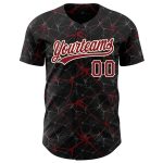 Personalized 3D Abstract Baseball Jersey in Black Crimson Cream - Custom Network Design Personalized Black Crimson-Cream