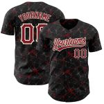 Personalized 3D Abstract Baseball Jersey in Black Crimson Cream - Custom Network Design Personalized Black Crimson-Cream