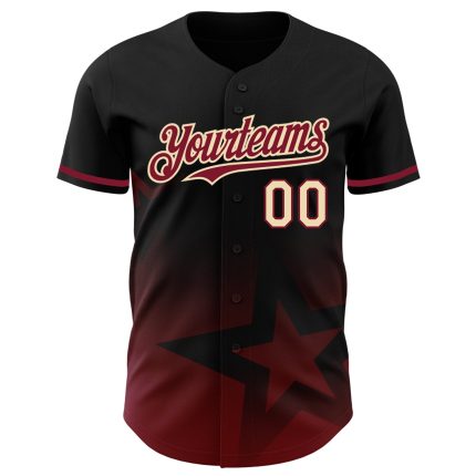 Personalized 3D Gradient Black Crimson-Cream Twinkle Star Baseball Jersey Personalized Black Crimson-Cream 3D Gradient Style