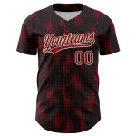 Custom Black Crimson-Cream 3D Halftone Baseball Jersey for Men, Personalized Apparel Personalized Black Crimson-Cream 3D