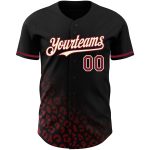 Personalized 3D Leopard Print Black Crimson-Cream Fashion Baseball Jersey Personalized Black Crimson-Cream 3D Leopard Print