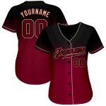 Custom Name and Number Baseball Jersey - Personalized Black Crimson Cream Authentic Fade Fashion Jersey Personalized Black