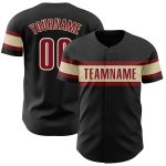 Custom Black Crimson-Cream Baseball Jersey - Personalized Sports Apparel Personalized Black Crimson-Cream Baseball Jersey