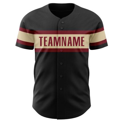 Custom Black Crimson-Cream Baseball Jersey - Personalized Sports Apparel Personalized Black Crimson-Cream Baseball Jersey