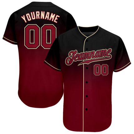 Custom Black Crimson Cream Fade Baseball Jersey - Stylish Fashion Sportswear Personalized Black Crimson-Cream Fade Fashion