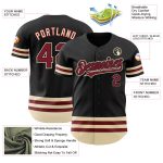 Custom Name Number Personalized Baseball Jersey Black Crimson Cream Line Authentic Personalized Black Crimson-Cream Line
