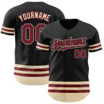 Personalized Black and Crimson Cream Baseball Jersey for Men and Women Personalized Black Crimson-Cream Line Baseball Jersey