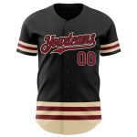 Personalized Black and Crimson Cream Baseball Jersey for Men and Women Personalized Black Crimson-Cream Line Baseball Jersey