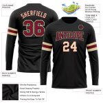 Personalized Performance T-Shirt - Black Crimson-Cream Long Sleeve Design Personalized Black Crimson-Cream Long Sleeve Performance