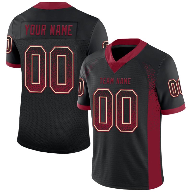 Custom Name & Number Personalized Black Crimson Cream Mesh Football Jersey - Drift Fashion Team Jersey Personalized Black