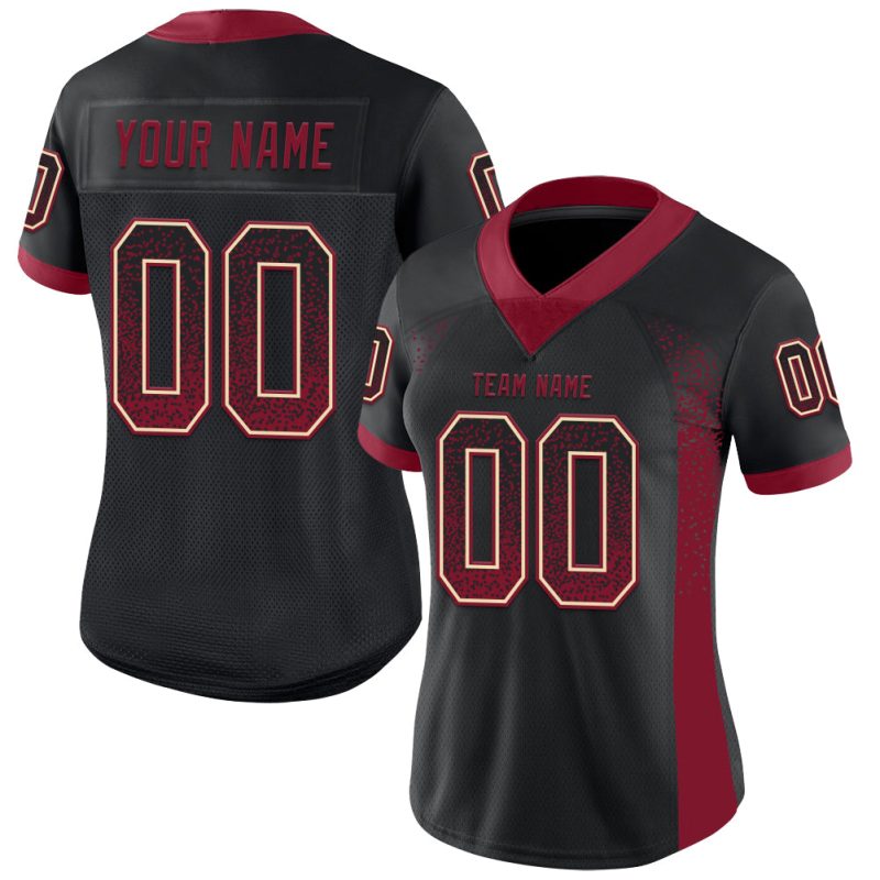 Custom Name & Number Personalized Black Crimson Cream Mesh Football Jersey - Drift Fashion Team Jersey Personalized Black