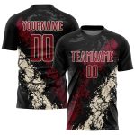 Personalized Soccer Uniform Jersey, Black Crimson-Cream Sublimation, Size 3 Personalized Black Crimson-Cream Sublimation