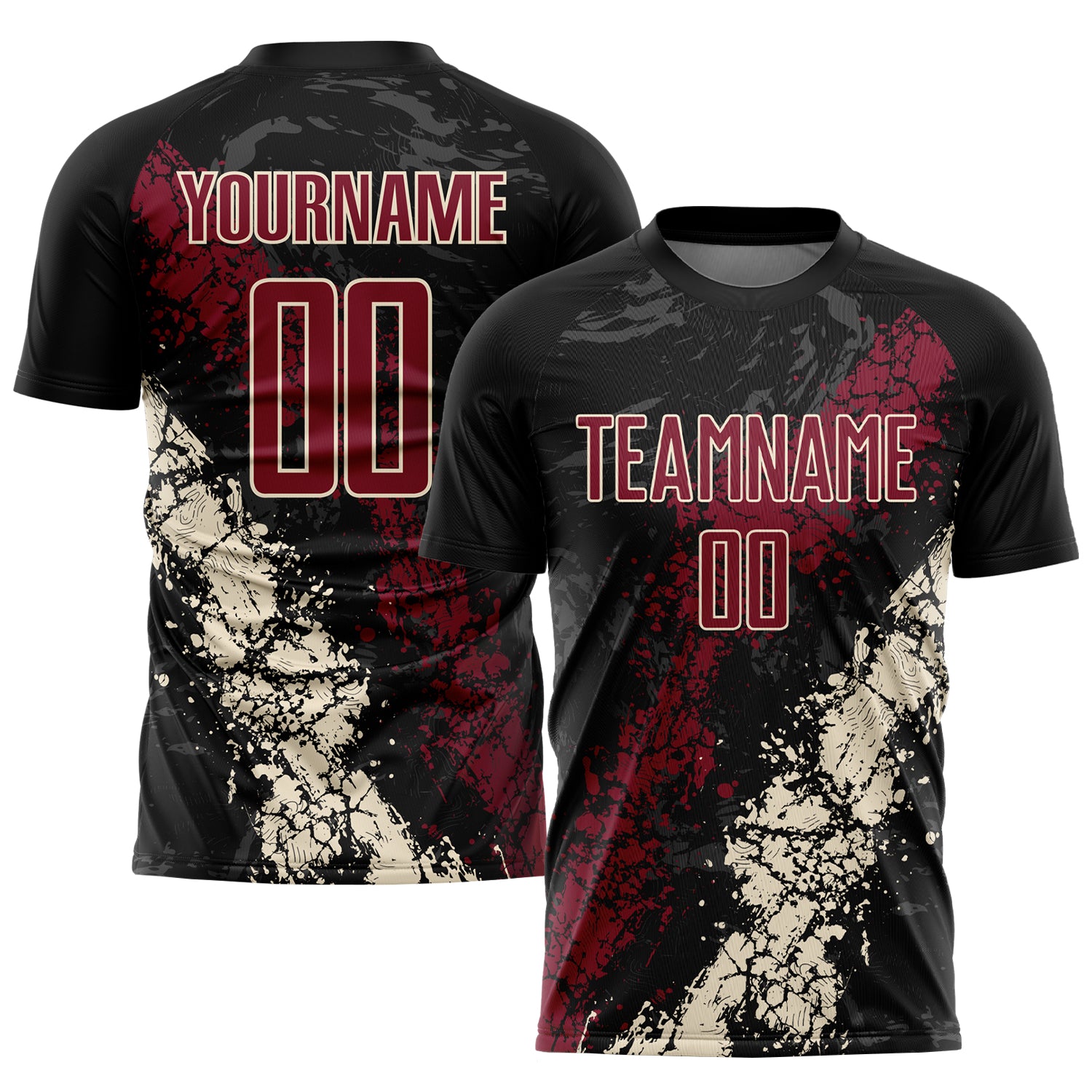Personalized Soccer Uniform Jersey, Black Crimson-Cream Sublimation, Size 3 Personalized Black Crimson-Cream Sublimation