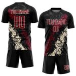Personalized Soccer Uniform Jersey, Black Crimson-Cream Sublimation, Size 3 Personalized Black Crimson-Cream Sublimation