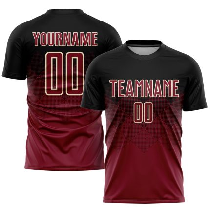 Personalized Black Crimson Cream Soccer Jersey - Custom Sublimation Uniform Personalized Black Crimson-Cream Sublimation