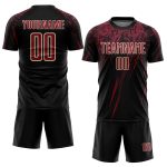 Personalized Black Crimson Cream Soccer Jersey Uniform - Custom Sublimation Design Personalized Black Crimson-Cream Sublimation