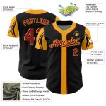 Custom Name and Number Authentic Baseball Jersey - Personalized Black Crimson Gold Arm Shapes in 3 Colors Personalized Black
