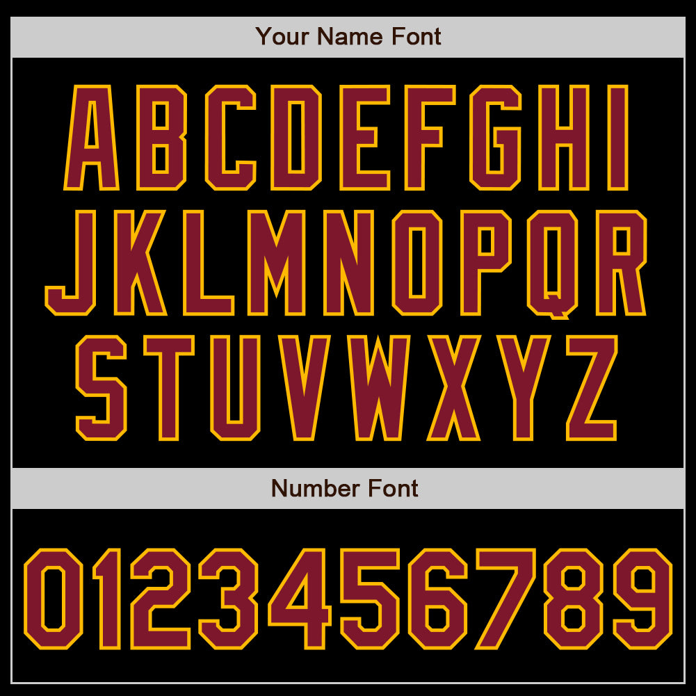 Personalized Black Crimson-Gold 3 Colors Arm Shapes Baseball Jersey Personalized Baseball Jersey in Black Crimson and Gold, 3 Color Arm Shapes Personalized Black Crimson-Gold 3 Colors Arm Shapes - Image 6