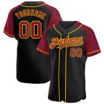 Custom Name Number Personalized Black Crimson Gold Baseball Jersey Raglan Sleeves Authentic Team Gear Personalized Black