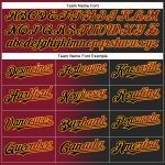 Personalized Unisex Softball Jersey in Black Crimson-Gold Gradient - Two-Button Fashion Design Personalized Black Crimson-Gold