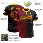 Personalized Unisex Softball Jersey in Black Crimson-Gold Gradient - Two-Button Fashion Design Personalized Black Crimson-Gold