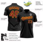Personalized Performance Vapor Golf Polo Shirt in Black Crimson-Gold Personalized Black Crimson-Gold Performance Vapor Golf
