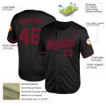 Custom Name Number Authentic Throwback Baseball Jersey Black Crimson Mesh - Personalized Team Jersey Personalized Black Crimson