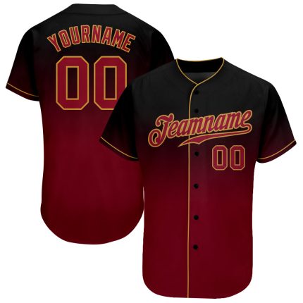 Custom Black Crimson-Old Gold Baseball Jersey with Personalized Name & Number | Authentic Fade Fashion Team Gear Personalized