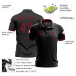 Custom Team Name and Number Black Crimson Performance Golf Polo Shirt - Personalized Athletic Apparel Personalized Black