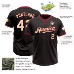 Custom Name and Number Softball Jersey - Personalized Unisex Black Crimson Pinstripe Two-Button Cream Design Personalized
