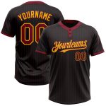 Custom Name Number Black Crimson Pinstripe Softball Jersey Unisex Two-Button Gold Design Personalized Black Crimson Pinstripe
