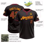 Custom Name Number Black Crimson Pinstripe Softball Jersey Unisex Two-Button Gold Design Personalized Black Crimson Pinstripe