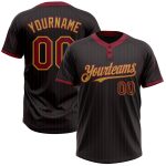 Custom Name and Number Softball Jersey - Personalized Black Crimson Pinstripe Old Gold Two-Button Unisex Design Personalized