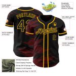Custom Name Number Baseball Jersey - Personalized Black Crimson Splash Ink Gold Authentic Jersey Personalized Black Crimson