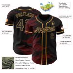 Custom Name and Number Black Crimson Splash Ink Authentic Baseball Jersey - Personalized Old Gold Team Jersey Personalized