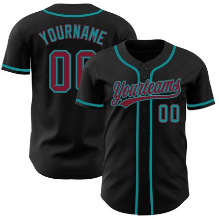 Custom Black Crimson-Teal Baseball Jersey for Personalized Team Spirit Personalized Black Crimson-Teal Baseball Jersey