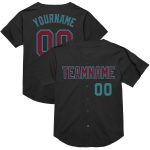 Custom Black Crimson Teal Mesh Baseball Jersey - Personalized Throwback Design Personalized Black Crimson-Teal Mesh Throwback