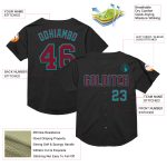 Custom Black Crimson Teal Mesh Baseball Jersey - Personalized Throwback Design Personalized Black Crimson-Teal Mesh Throwback