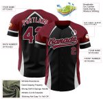 Personalized 3D Curve Solid Black Crimson-White Baseball Jersey for Custom Style Personalized Black Crimson-White 3D Curve