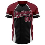 Custom 3D Pattern Baseball Jersey with Personalized Name and Number - Black Crimson-White Team Authentic Design Personalized